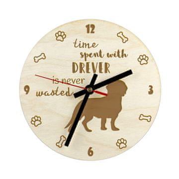 Artdog Drever, švedski jazbečar - ura s psom, lesena ura, stenska ura za ljubitelje psov, namizna in regalna ura, Art-Dog