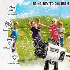 JOJOY® Pištola za milne mehurčke, Pihanje mehurčkov, 69 lukenj, Barvne LED luči (Črna) + Raztopina za pihanje mehurčkov | BLACKBUBBLEWATER