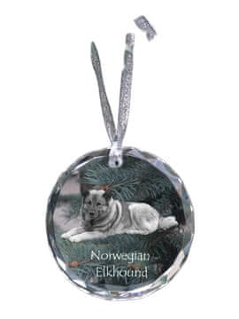 Artdog Elkhund, norveški sivi elghund - kristalna kroglica s fotografijo, fotografije psa v kristalu, personaliziran obesek za božično drevo Art-Dog