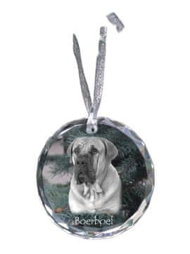 Artdog Boerboel, južnoafriški mastif - kristalna kroglica s fotografijo, fotografije psa v kristalu, personaliziran obesek za božično drevesce Art-Dog