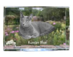 Artdog Ruska modra mačka - kristal s fotografijo mačke, fotografija v steklu, sodobna fotografska razstava Art-Dog