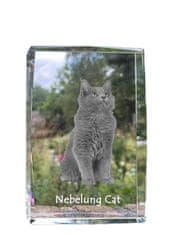 Artdog Nebelung - kristal s fotografijo mačke, fotografija v steklu, sodobna fotografska razstava Art-Dog