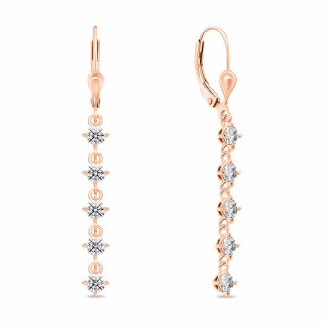 Brilio Silver Viseči uhani iz rožnatega zlata s prozornimi cirkoni EA1008R