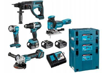 Makita 18V KOMBINIRANI KOMPLET DDF484+DGA513+DHR202+DJV181+DML802
