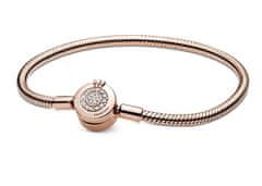 Pandora Luksuzna zapestnica z rožnato krono 589046C01 (Dolžina 19 cm)