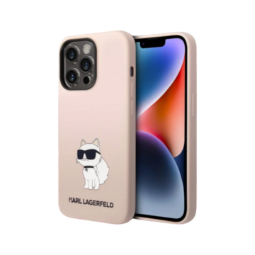 Karl Lagerfeld Ovitek Karl Lagerfeld "Choupette - silicone pink" za iPhone 14