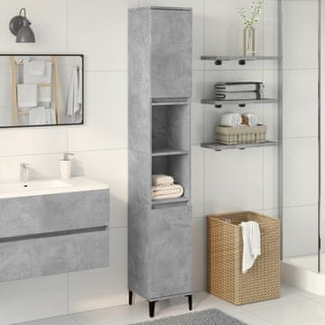 Vidaxl vidaXL Kopalniška omarica betonsko siva 30x30x190 cm