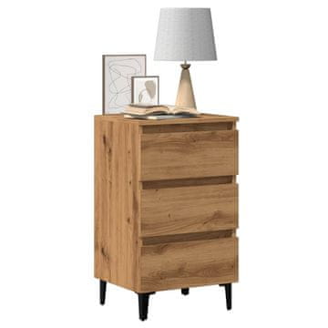 Vidaxl vidaXL Nočna omarica s kovinskimi nogami, hrastov les 40x35x69 cm