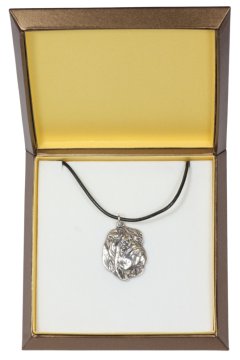 Artdog Shar Pei - verižica s psom v darilni škatli, posrebreni medaljon za ljubitelja psov, privlačen obesek Art-Dog