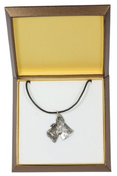 Artdog Škotski terier, Aberdeen terier I - verižica s psom v darilni škatli, posrebreni medaljon za ljubitelja psov, privlačen obesek Art-Dog