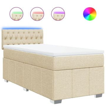 Vidaxl Box spring postelja z vzmetnico krem 80x200 cm blago