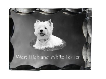 Artdog Westhighland White Terrier, Westie - kristal s fotografijo psa, stekleni kipec s fotografijo, unikaten okvir s fotografijo Art-Dog