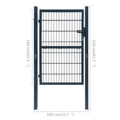 Vidaxl 2D ograjna vrata (enojna) antracitno siva 106 x 210 cm