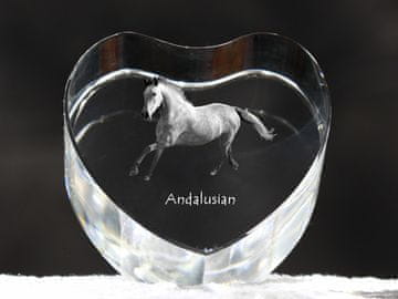 Artdog Andaluzijski - fotografija konja v kristalu, kristalno srce, unikaten okvir za fotografije Art-Dog