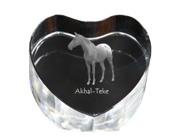 Artdog Akhal-Teke - fotografija konja v kristalu, kristalno srce, edinstven okvir za fotografije Art-Dog