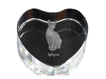 Artdog Sphynx - fotografija mačke v kristalu, kristalno srce, unikaten okvir za fotografije Art-Dog