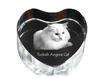 Artdog Turška angora - fotografija mačke v kristalu, kristalno srce, unikaten foto okvir Art-Dog