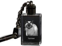 Artdog Siamese - kristalni obesek za ključe s fotografijo mačke, osvetljen obesek za ključe, unikatno darilo Art-Doga