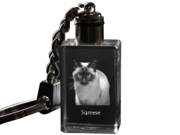 Artdog Siamese - kristalni obesek za ključe s fotografijo mačke, osvetljen obesek za ključe, unikatno darilo Art-Doga