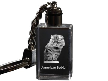 Artdog American Bobtail - kristalni obesek za ključe s sliko mačke, osvetljen obesek za ključe, unikatno darilo Art-Dog