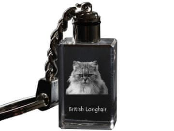 Artdog Britanska dolgodlaka - kristalni obesek za ključe s fotografijo mačke, osvetljen obesek za ključe, unikatno darilo znamke Art-Dog
