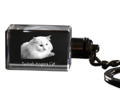 Artdog Turška angora - kristalni obesek za ključe s fotografijo mačke, osvetljen obesek za ključe, unikatno darilo Art-Dog