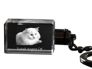 Artdog Turška angora - kristalni obesek za ključe s fotografijo mačke, osvetljen obesek za ključe, unikatno darilo Art-Dog