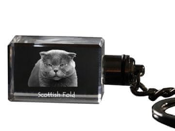 Artdog Scottish fold - kristalni obesek za ključe s sliko mačke, osvetljen obesek za ključe, unikatno darilo Art-Dog