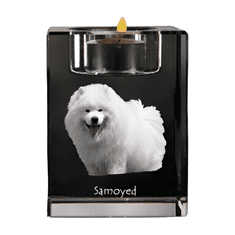 Artdog Samojed, Samojed, Samojedska - svečnik s sliko psa, kristalno stojalo za čajne svečke, personalizirano darilo Art-Dog
