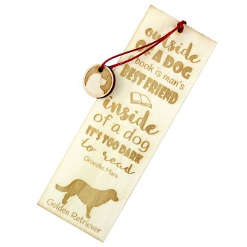 Artdog Zlati prinašalec - zaznamek s psom, personaliziran zaznamek, darilo za knjižnega molja Art-Dog