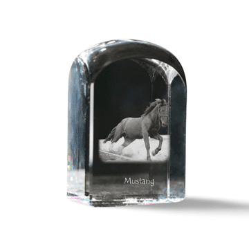 Artdog Mustang - kristalna kocka s fotografijo, fotografija konja v kristalu, kubični obtežilnik za papir Art-Dog