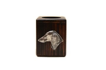 Artdog Perzijski hrt, Saluki - lesen svečnik s psom, unikaten spominek po izgubi psa, delo Art-Dog