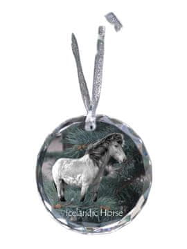 Artdog Islandski konj - kristalna kroglica s fotografijo, fotografije konja v kristalu, personaliziran obesek za božično drevo Art-Dog