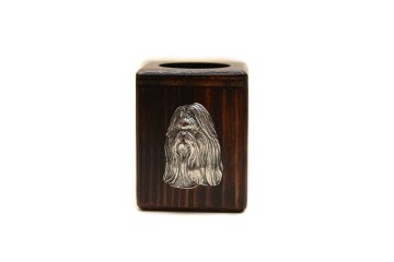 Artdog Shih Tzu, Shi tsu, Shi-Tzu, Szi-cu, Szitzu - lesen svečnik s psom, unikaten spominek po izgubi psa, delo Art-Dog