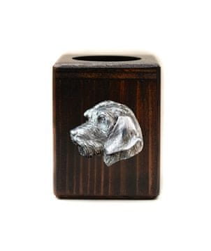 Artdog Jazbečar II - lesen svečnik s psom, unikaten spominek po izgubi psa, delo Art-Dog