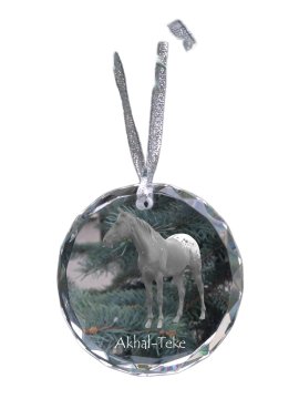 Artdog Akhal-Teke - kristalna kroglica s fotografijo, fotografije konja v kristalu, personaliziran obesek za božično drevo Art-Dog