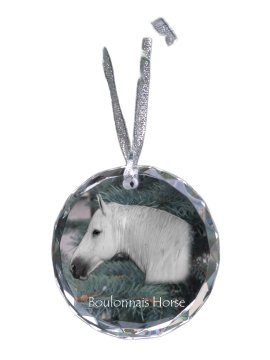 Artdog Konj Boulonnais - kristalna kroglica s fotografijo, fotografije konja v kristalu, personaliziran obesek za božično drevo Art-Dog