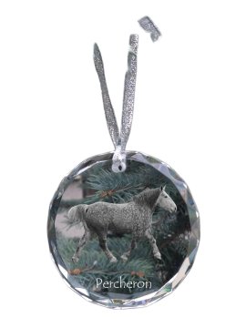 Artdog Percheron - kristalna kroglica s fotografijo, fotografije konja v kristalu, personaliziran obesek za božično drevo Art-Dog