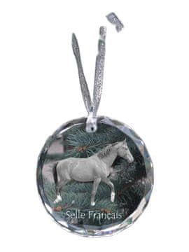 Artdog Selle Francais - kristalna kroglica s fotografijo, fotografije konja v kristalu, personaliziran obesek za božično drevo Art-Dog