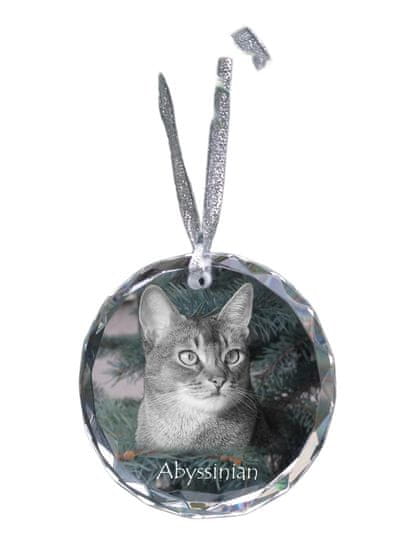 Artdog Abyssinian - kristalna kroglica s fotografijo, fotografije mačke v kristalu, personaliziran obesek za božično drevo Art-Dog