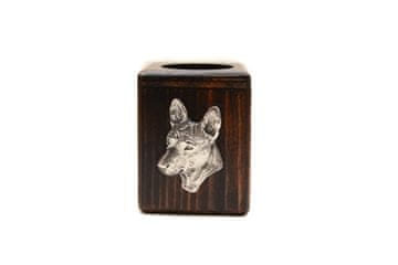 Artdog Basenji, Basenji, Congo Dog - lesen svečnik s psom, unikaten spominek po izgubi psa, delo Art-Dog