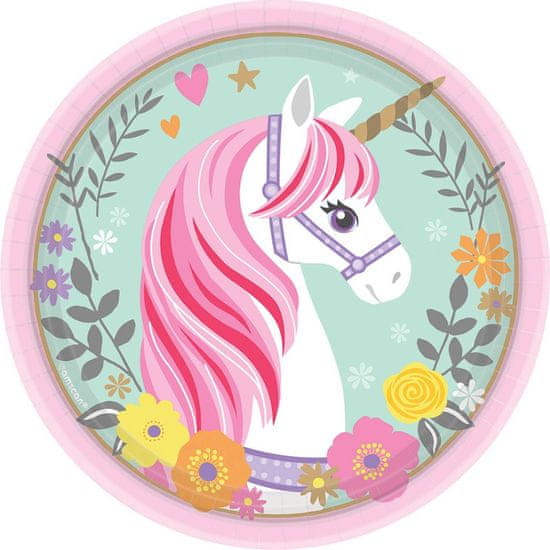 Amscan Papirni pladenj 17,7cm 8 kosov Unicorn cute unicorn -