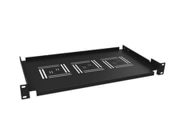 Solarix Polica 19" 1U 250 mm fiksni BK ročaj na sprednjih tirnicah UP-02-B