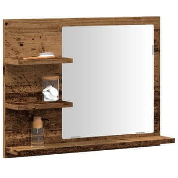 Vidaxl vidaXL Kopalniška omarica z ogledalom, starinski les, 60x10,5x45 cm