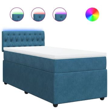 Vidaxl Box spring postelja z vzmetnico modra 80x200 cm žamet
