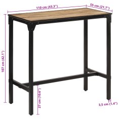Vidaxl Barska miza 110x55x107 cm trden robusten mangov les
