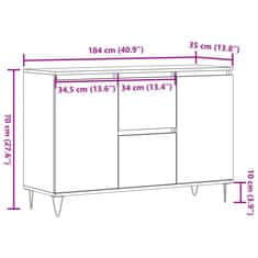 Vidaxl Komoda artisan hrast 101,5x35x70 cm inženirski les