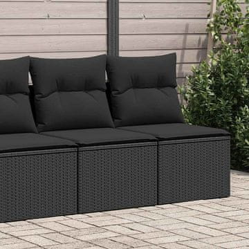 Vidaxl vidaXL 2-delni komplet sedežne garniture z blazinami, črne barve, poli ratan in akacija