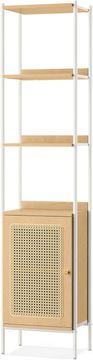 shumee VASAGLE 6-nadstropni regal, visoki regal, samostoječi regal, videz ratana, stil boho, kovinsko ogrodje, nastavljiv regal za dnevno sobo, bež in beli biserni hrast LLS122W57