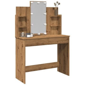 Vidaxl vidaXL Toaletna mizica z LED osvetlitvijo, Artisan hrast, 96x40x142 cm